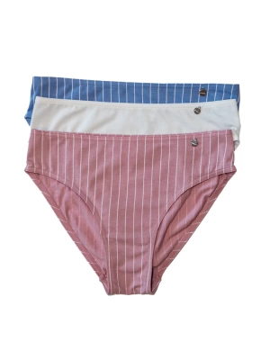 Kom Stripe 3lü Külot Mavi-Beyaz-Pembe