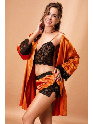 Nurteks Bralet Şortlu Amber Kimono Takım 3509