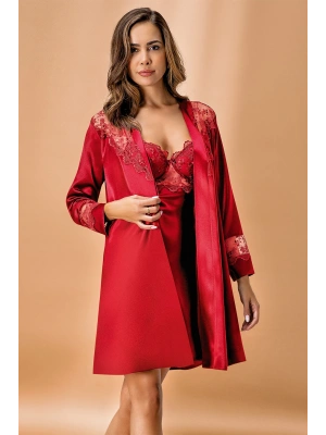 Nurteks Kaplı Saten Bordo Kimono Takım 5384