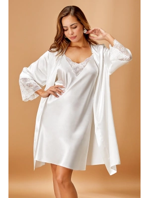 Nurteks Saten Ekru Kimono Takım 5336