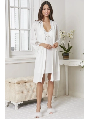 Pierre Cardin 6lı Penye Gecelik Sabahlık Takım Çeyiz Seti 5040 - Ekru