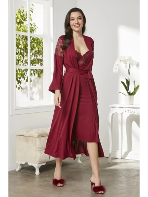 Pierre Cardin 6lı Penye Gecelik Sabahlık Takım Çeyiz Seti 5045 - Bordo