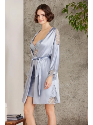 Pierre Cardin 6lı Saten Gecelik Sabahlık Takım Çeyiz Seti 6000 - Mist