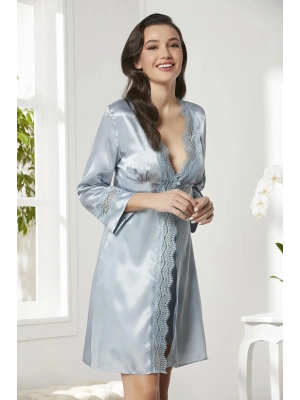 Pierre Cardin 6lı Saten Gecelik Sabahlık Takım Çeyiz Seti 6010 - Mist