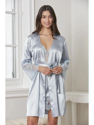 Pierre Cardin 6lı Saten Gecelik Sabahlık Takım Çeyiz Seti 6015 - Mist