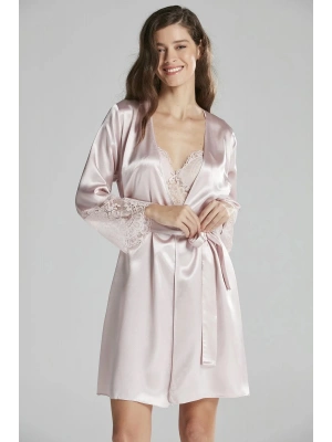 Pierre Cardin 6lı Saten Gecelik Sabahlık Takım Çeyiz Seti 6015 - Pudra