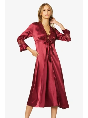 Pierre Cardin 6lı Saten Gecelik Sabahlık Takım Çeyiz Seti 6025 - Bordo