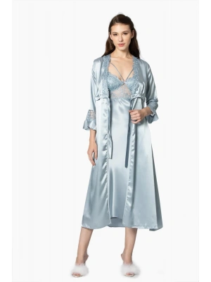 Pierre Cardin 6lı Saten Gecelik Sabahlık Takım Çeyiz Seti 6025 - Mist