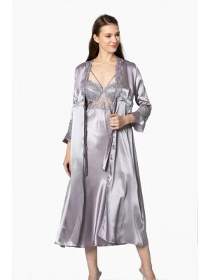 Pierre Cardin 6lı Saten Gecelik Sabahlık Takım Çeyiz Seti 6025 - Royal