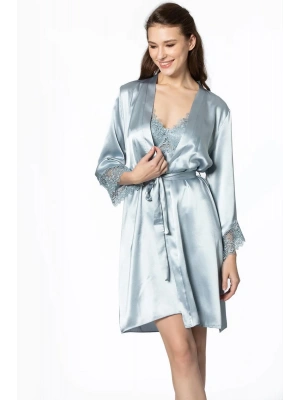 Pierre Cardin 6lı Saten Gecelik Sabahlık Takım Çeyiz Seti 6040 - Mist