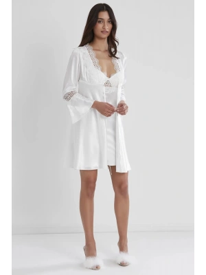 Pierre Cardin 6lı Saten Gecelik Sabahlık Takım Çeyiz Seti 6325 - Ekru