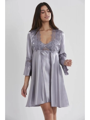 Pierre Cardin 6lı Saten Gecelik Sabahlık Takım Çeyiz Seti 6325 - Royal