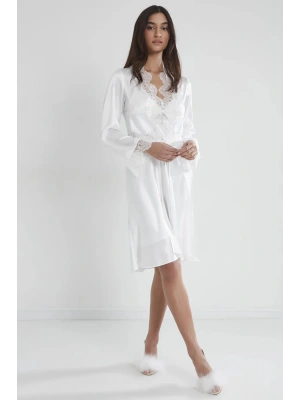 Pierre Cardin 6lı Saten Gecelik Sabahlık Takım Çeyiz Seti 6335 - Ekru