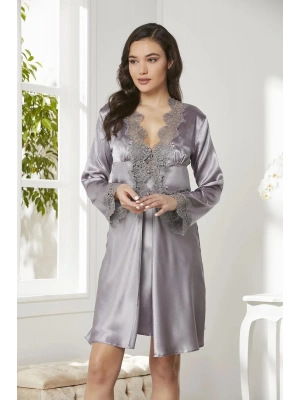 Pierre Cardin 6lı Saten Gecelik Sabahlık Takım Çeyiz Seti 6335 - Royal