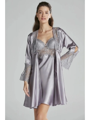 Pierre Cardin 6lı Saten Gecelik Sabahlık Takım Çeyiz Seti 6625 - Royal