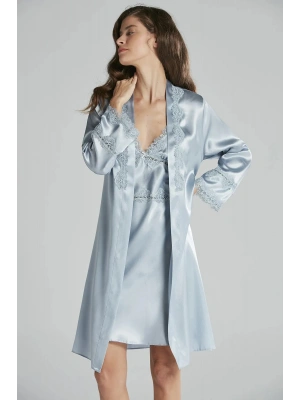 Pierre Cardin 6lı Saten Gecelik Sabahlık Takım Çeyiz Seti 6965 - Mist