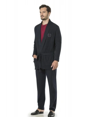 Pierre Cardin Çeyizlik Triko Ropdöşambr Ve Pijama 5li Takım 5595 - Lacivert