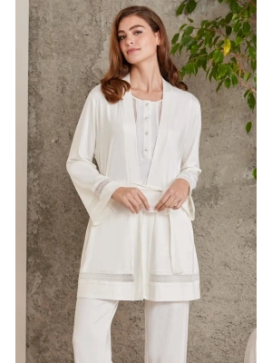 Pierre Cardin Dantelli Penye 3lü Kadın Pijama Takımı 2800 - Ekru