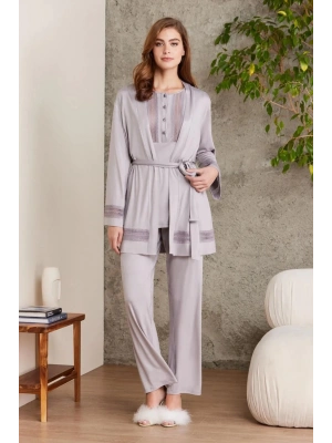 Pierre Cardin Dantelli Penye 3lü Kadın Pijama Takımı 2800 - Royal