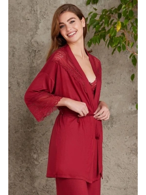 Pierre Cardin Dantelli Penye 3lü Kadın Pijama Takımı 2820 - Bordo