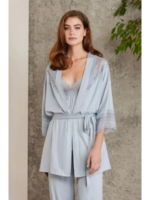 Pierre Cardin Dantelli Penye 3lü Kadın Pijama Takımı 2820 - Mist