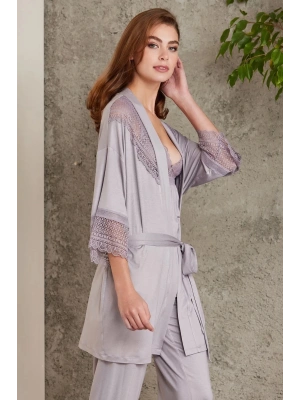 Pierre Cardin Dantelli Penye 3lü Kadın Pijama Takımı 2820 - Royal