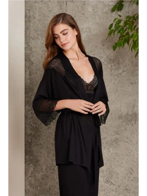 Pierre Cardin Dantelli Penye 3lü Kadın Pijama Takımı 2820 - Siyah