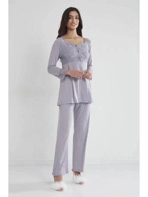 Pierre Cardin Kadın Penye Dantelli Pijama Takımı 1241 - Royal