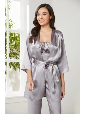 Pierre Cardin Saten 3lü Croplu Kadın Pijama Takımı 2075 - Royal