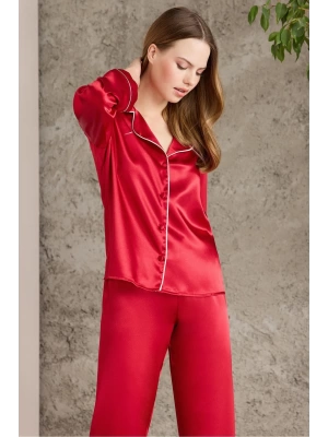 Pierre Cardin Saten Biyeli Pijama Takımı 1200 - Kırmızı