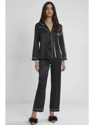 Pierre Cardin Saten Biyeli Pijama Takımı 1200 - Siyah