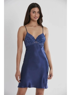 Pierre Cardin Saten Dantelli Gecelik 600 - Lacivert