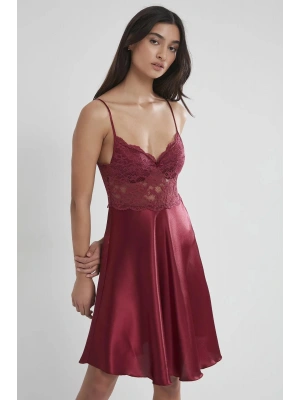 Pierre Cardin Saten Dantelli Gecelik 627 - Bordo