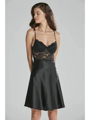 Pierre Cardin Saten Dantelli Gecelik 627 - Siyah