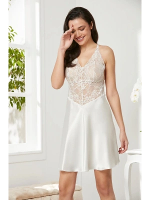Pierre Cardin Saten Dantelli Gecelik 850 - Ekru