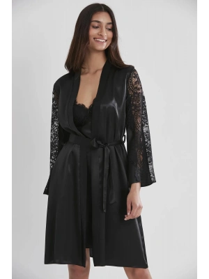 Pierre Cardin Saten Dantelli Gecelik ve Sabahlık Takımı 4025 - Siyah