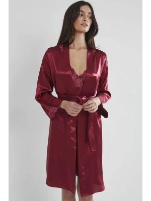 Pierre Cardin Saten Dantelli Gecelik ve Sabahlık Takımı 4050 - Bordo