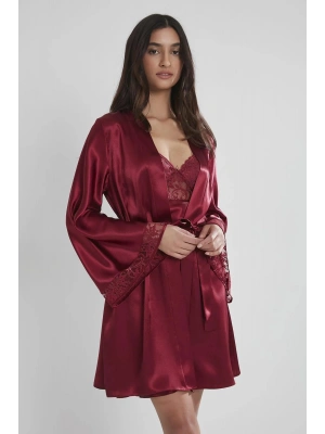 Pierre Cardin Saten Dantelli Gecelik ve Sabahlık Takımı 4090 - Bordo