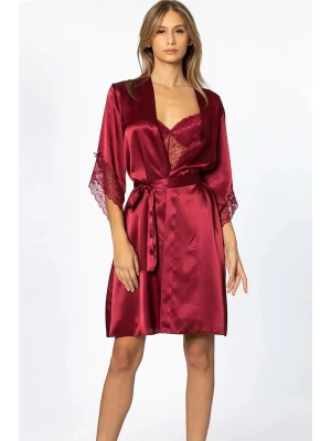 Pierre Cardin Saten Dantelli Gecelik ve Sabahlık Takımı 4240 - Bordo