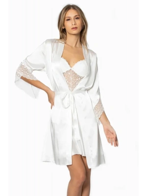 Pierre Cardin Saten Dantelli Gecelik ve Sabahlık Takımı 4240 - Ekru