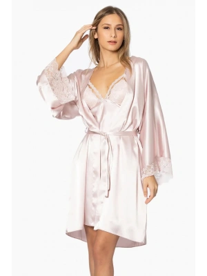 Pierre Cardin Saten Dantelli Gecelik ve Sabahlık Takımı 4250 - Pudra