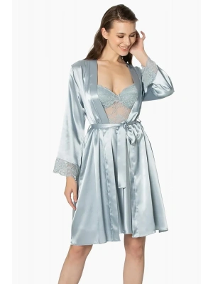 Pierre Cardin Saten Dantelli Gecelik ve Sabahlık Takımı 4265 - Mist