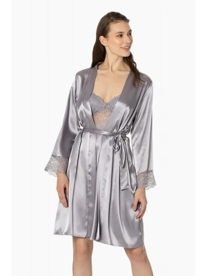 Pierre Cardin Saten Dantelli Gecelik ve Sabahlık Takımı 4265 - Royal