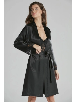 Pierre Cardin Saten Dantelli Gecelik ve Sabahlık Takımı 4265 - Siyah