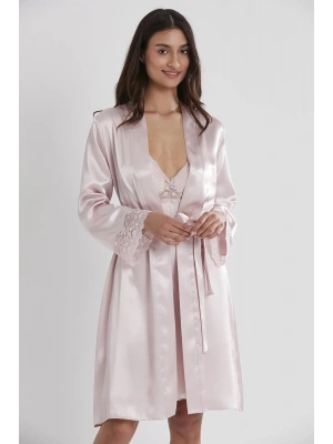 Pierre Cardin Saten Dantelli Gecelik ve Sabahlık Takımı 4285 - Pudra