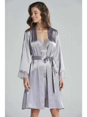 Pierre Cardin Saten Dantelli Gecelik ve Sabahlık Takımı 4285 - Royal