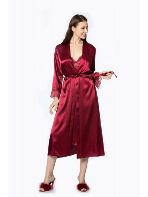 Pierre Cardin Saten Dantelli Gecelik Ve Sabahlık Takımı 4370 - Bordo