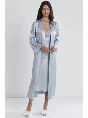 Pierre Cardin Saten Dantelli Gecelik Ve Sabahlık Takımı 4370 - Mist