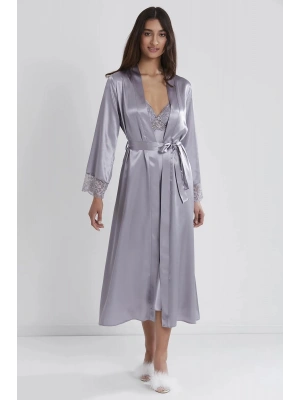 Pierre Cardin Saten Dantelli Gecelik Ve Sabahlık Takımı 4370 - Royal