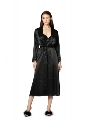 Pierre Cardin Saten Dantelli Gecelik Ve Sabahlık Takımı 4370 - Siyah